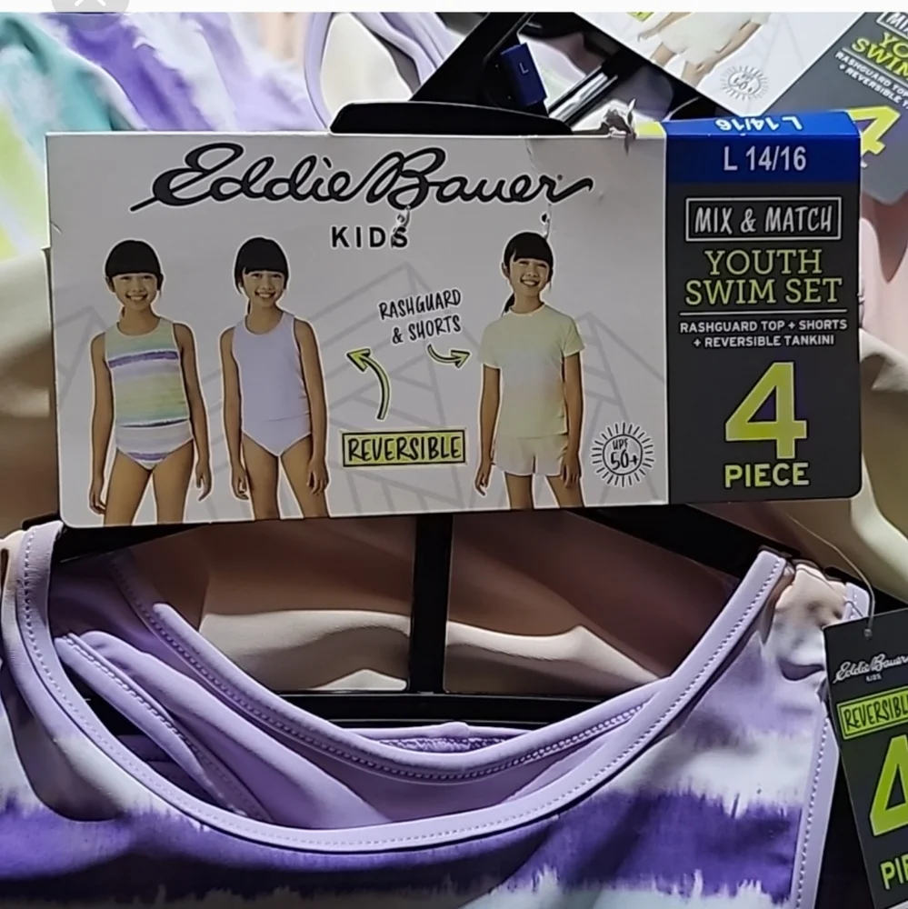 NWT Eddie Bauer 4 piece reversible swim suit/ tankini nwt